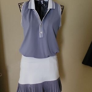 Inphorm Active Set White Grey Top Sz MD Skater Skort Sz SM Set $28